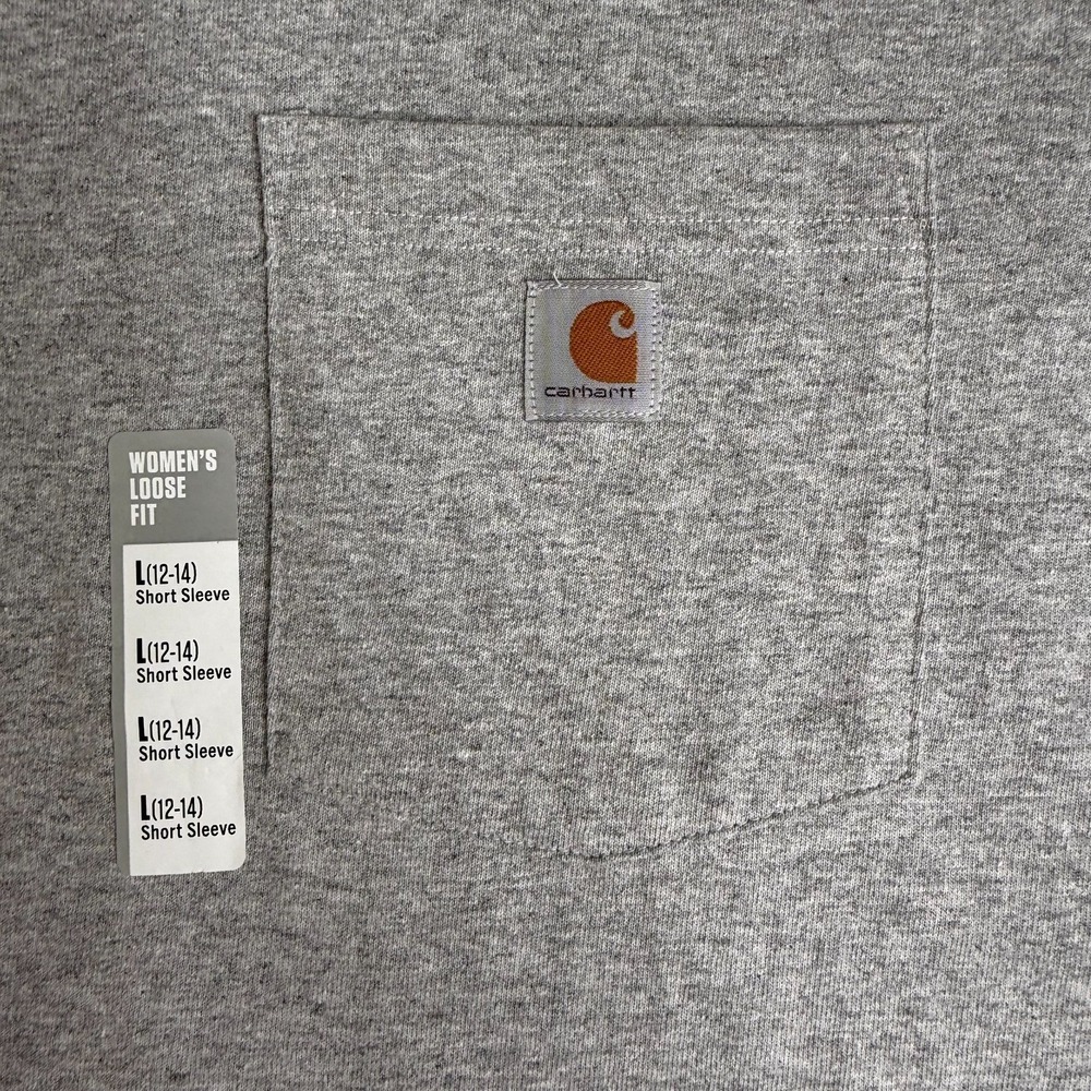 Carhartt Women's Loose Fit Pocket Tee L Gray Short Sleeve Cotton Workwear - Picture 5 of 7